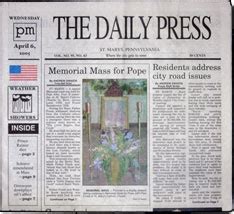 St marys pa daily press - The Daily Press. The Daily Press Homepage. Obituaries Section. Submit an Obituary. ... 151 North Michael Street, Saint Marys, PA 15857. Call: (814)834-4317. How to support James's loved ones.